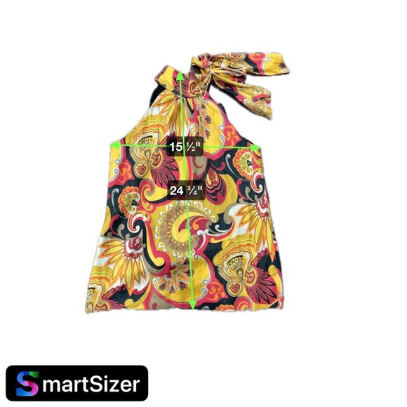 INC International Concepts Colorful Halter Top Scarf Neck Silk Blend Top  Size 6 - Picture 7 of 8